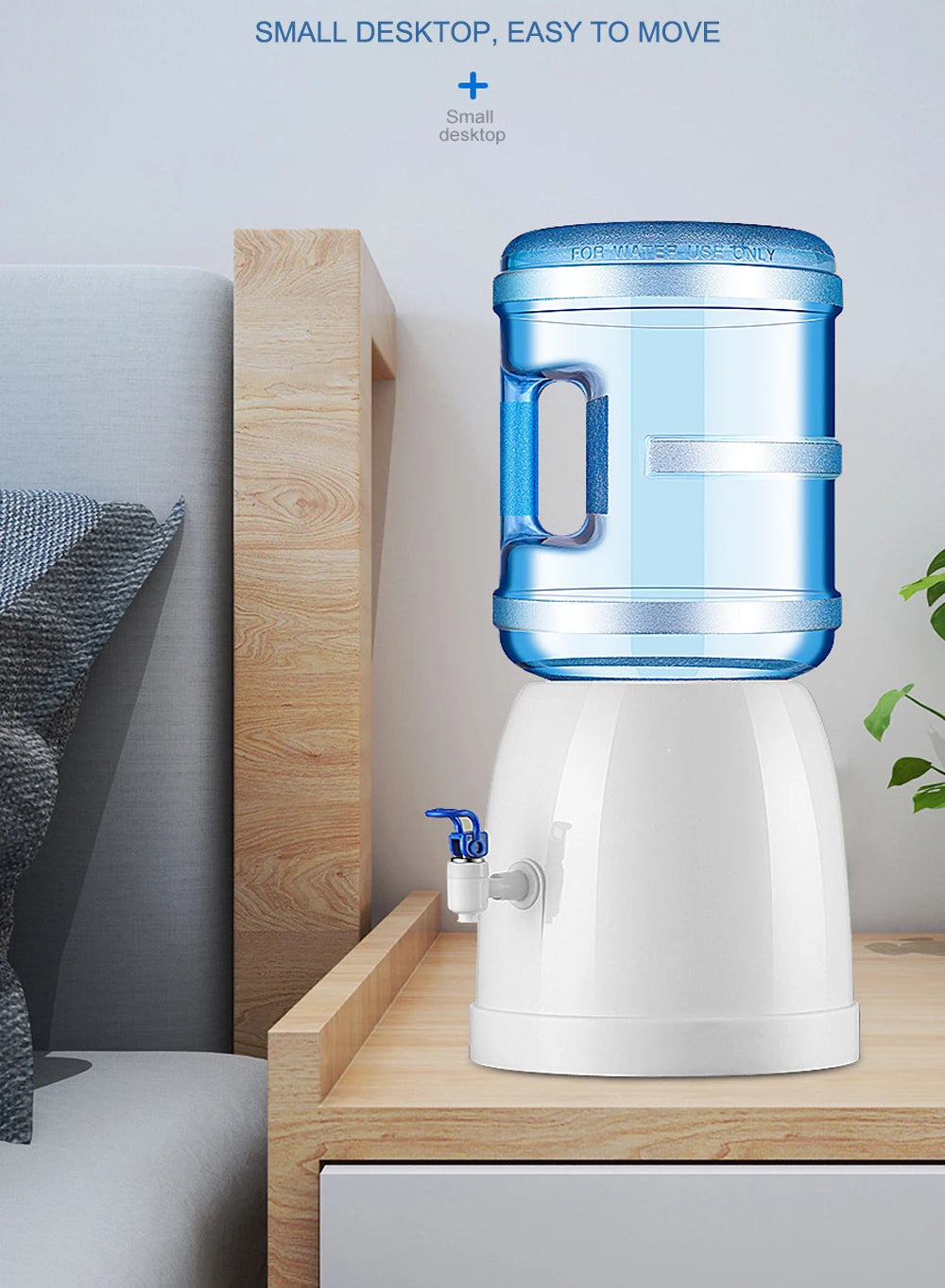 Aqua Zoom mini tabletop water dispenser for kids with a cup, portable manual water cooler, ideal for home and kids' rooms.