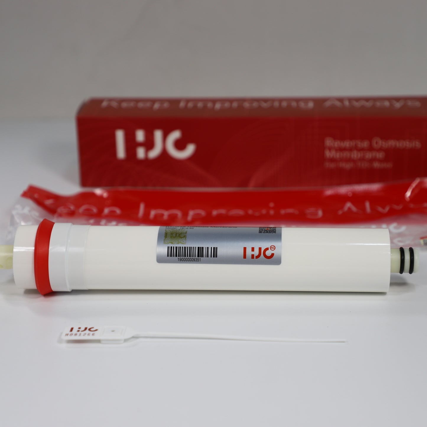 Aqua Zoom HJC RO Membrane 1812, 110 GPD reverse osmosis membrane for home water filter systems, shown in close-up.