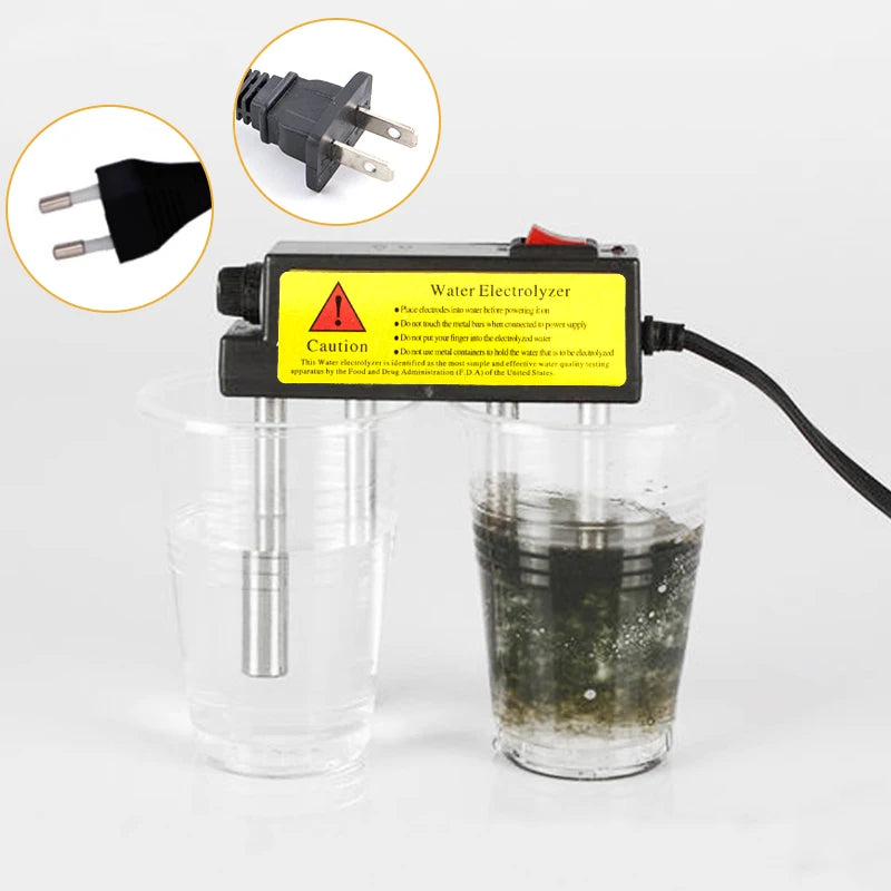 Aqua Zoom water testing meter for water purity and impurity analysis, showing a digital display with test probes attached.