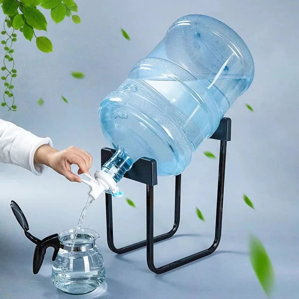 Aqua Zoom portable water bucket rack with U-shaped removable stand and durable inverted holder for water bottles.