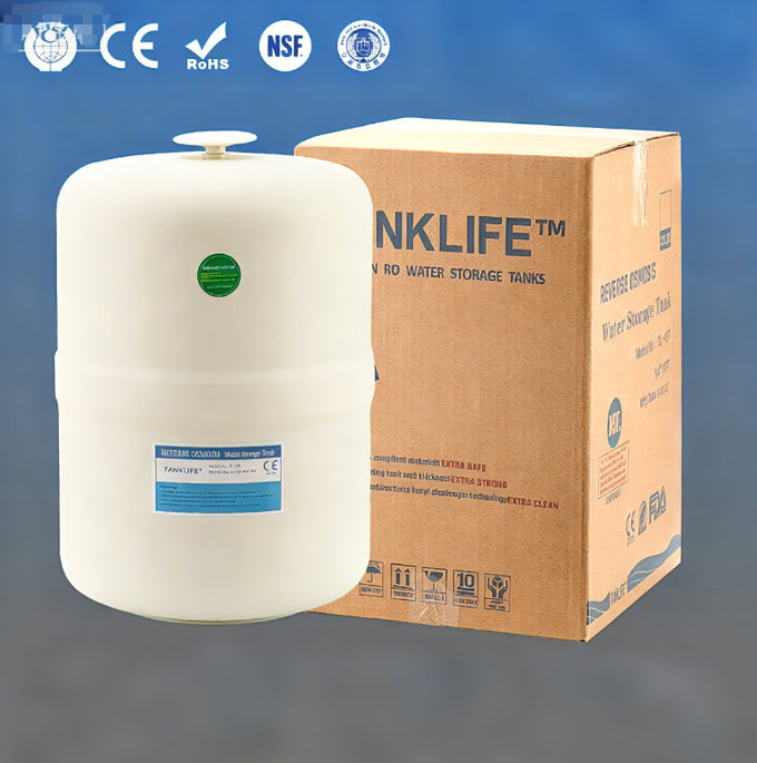 Aqua Zoom 5.0G plastic steel RO water tank, 3-layer composite rust-free pressure tank for water filtration systems.