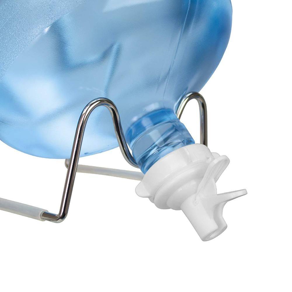 Blue metal wire 5-gallon water bottle stand with nozzle for AQUA ZOOM, ideal for home or office kitchen countertop use.