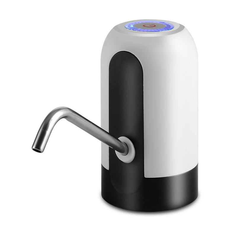 Aqua Zoom automatic rechargeable electric water dispenser pump attached to a water bottle, portable one-touch bottle pump for easy use.