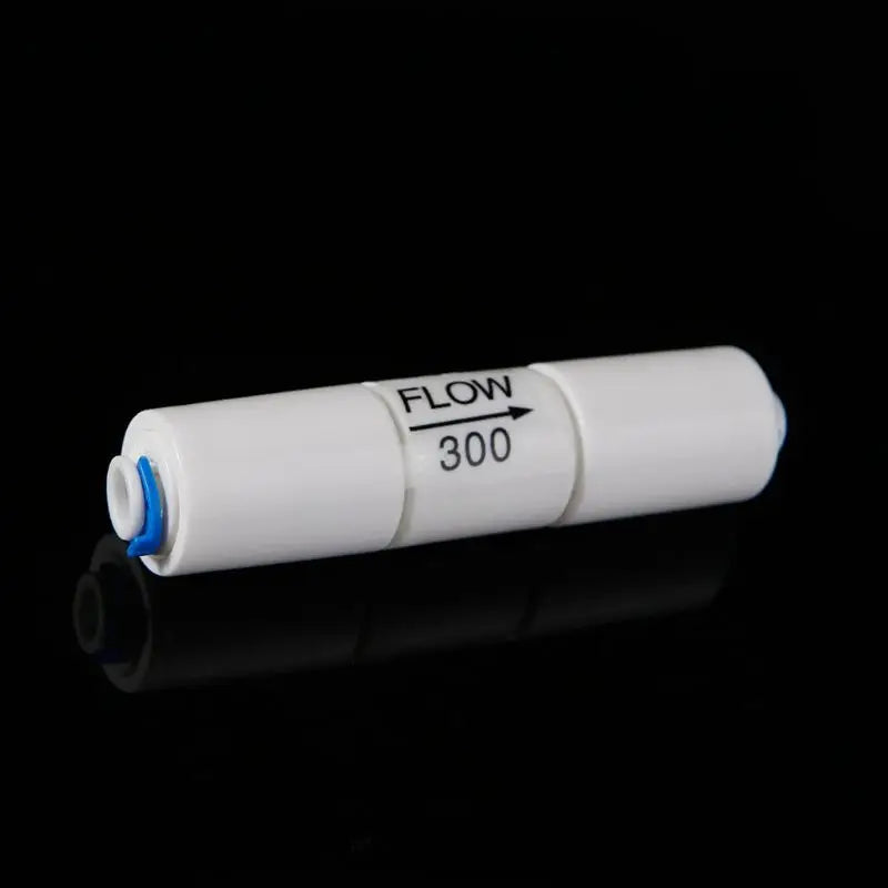 Aqua Zoom RO Flow Restrictor 300cc for reverse osmosis systems, showing the water filter accessory with 1/4 inch connection.