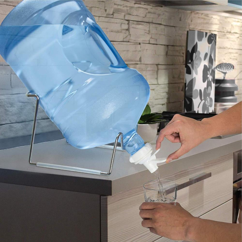 Blue metal wire 5-gallon water bottle stand with nozzle by AQUA ZOOM, ideal for home and office countertop water dispenser.