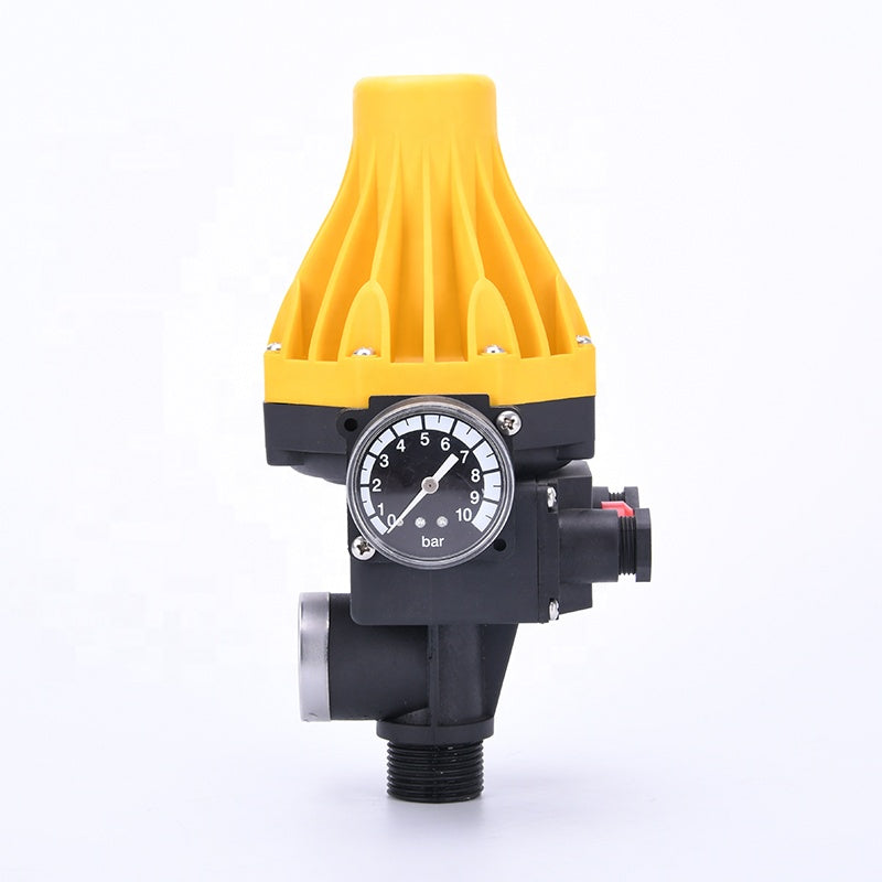 Aqua Zoom automatic pressure control switch for water pump, showcasing the compact device used for reliable pump protection.