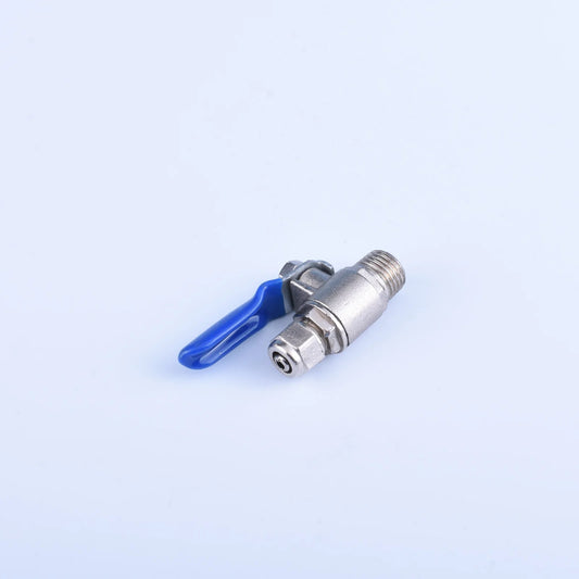 Aqua Zoom 3-way inlet ball valve with 1/2 inch BSP to 1/4 inch pipe, used for water diverter in RO systems, aquariums, and filters.