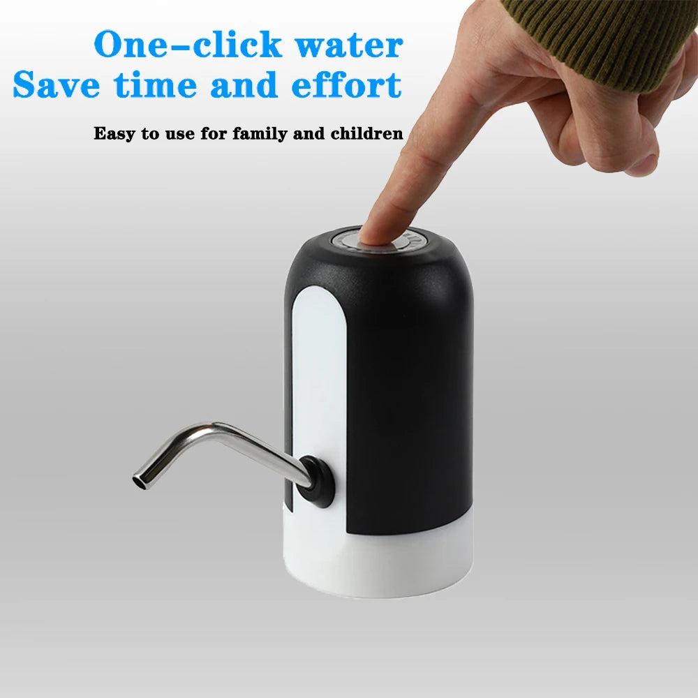 Aqua Zoom USB rechargeable automatic water bottle pump dispensing water from a 19L bottle with one-touch operation.