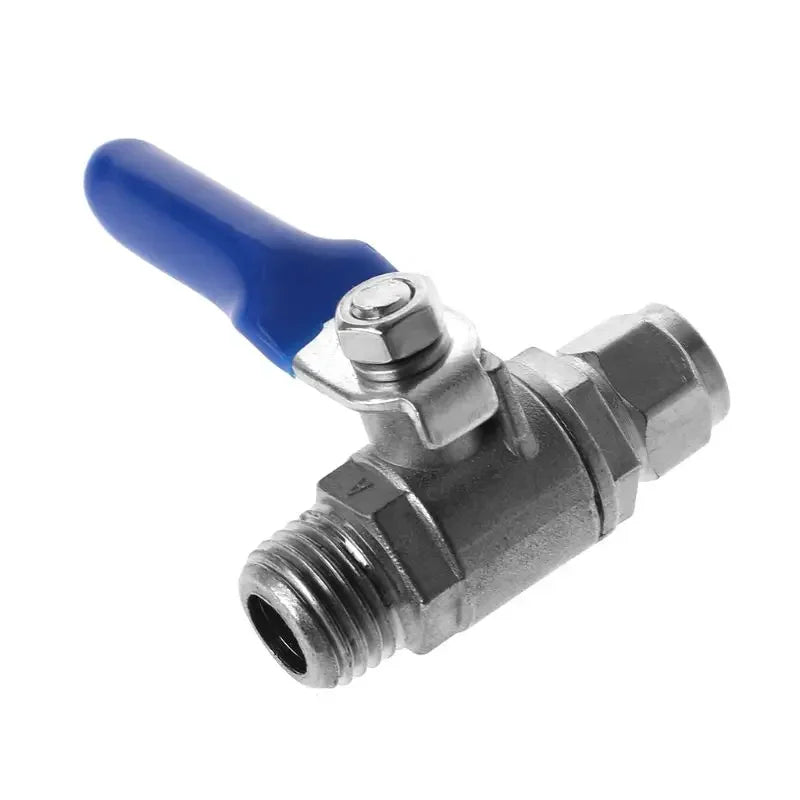 Aqua Zoom 3-way inlet ball valve with 1/2" BSP to 1/4" pipe connections, used as a water diverter for RO systems and aquariums.