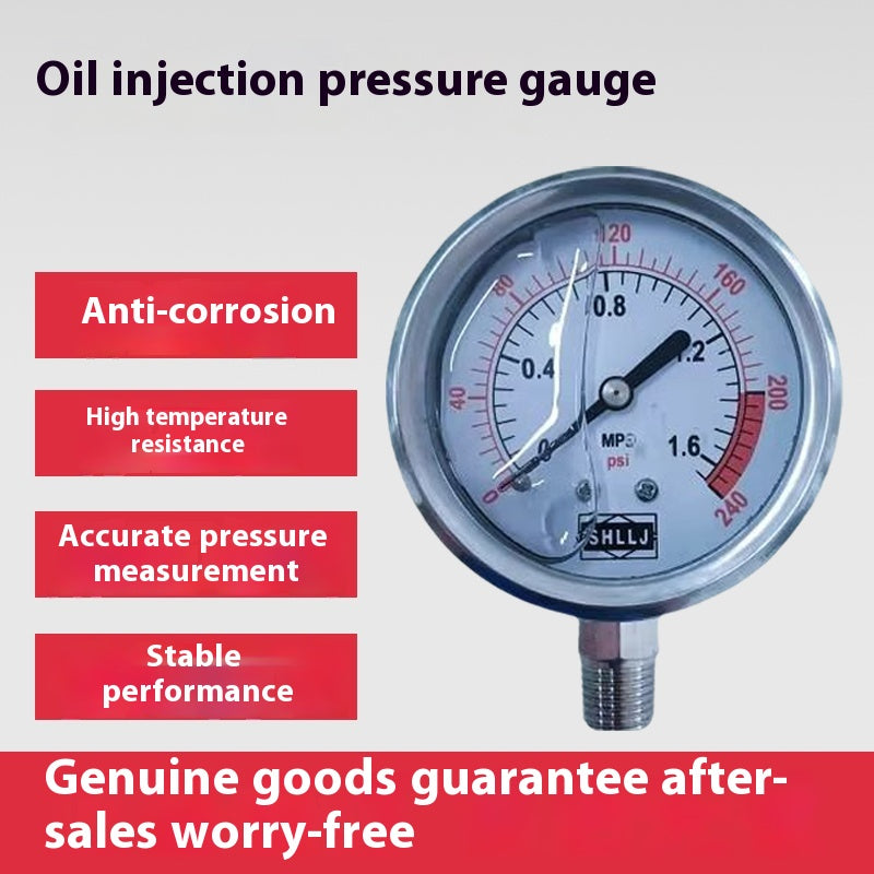 Aqua Zoom stainless steel water treatment pressure gauge with corrosion-resistant core, shock-resistant for pressure vessel monitoring.