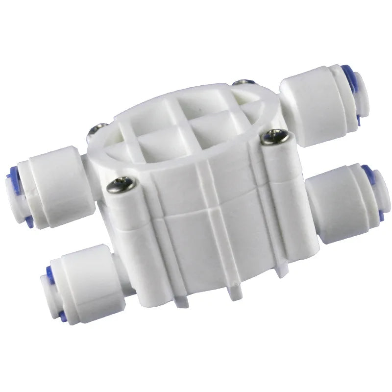 Aqua Zoom RO automatic shut off valve 1/4-inch quick connect for reverse osmosis water filter systems, durable water filter accessory.