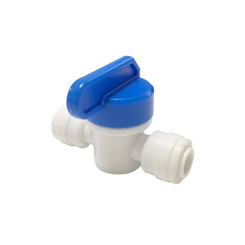 Aqua Zoom 1/4-inch plastic ball valve inline tap with quick connect for reverse osmosis water filter system.
