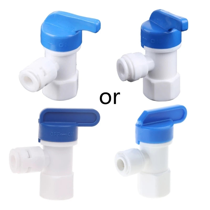AQUA ZOOM 1/4 inch tank angle ball valve for RO reverse osmosis water filter system, with tube connection for filter accessories.