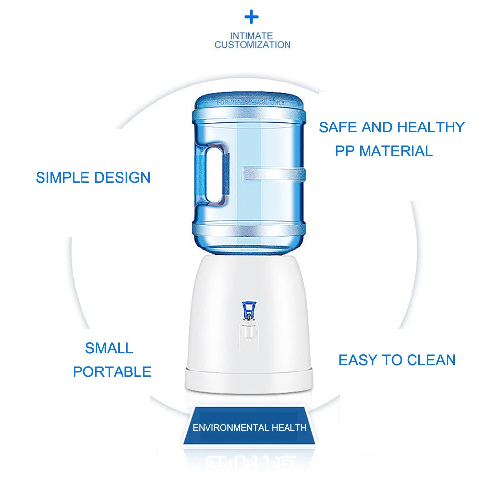 Aqua Zoom mini tabletop water dispenser for kids, featuring a cute design with a cup, manual operation, and portable water bottle pump.
