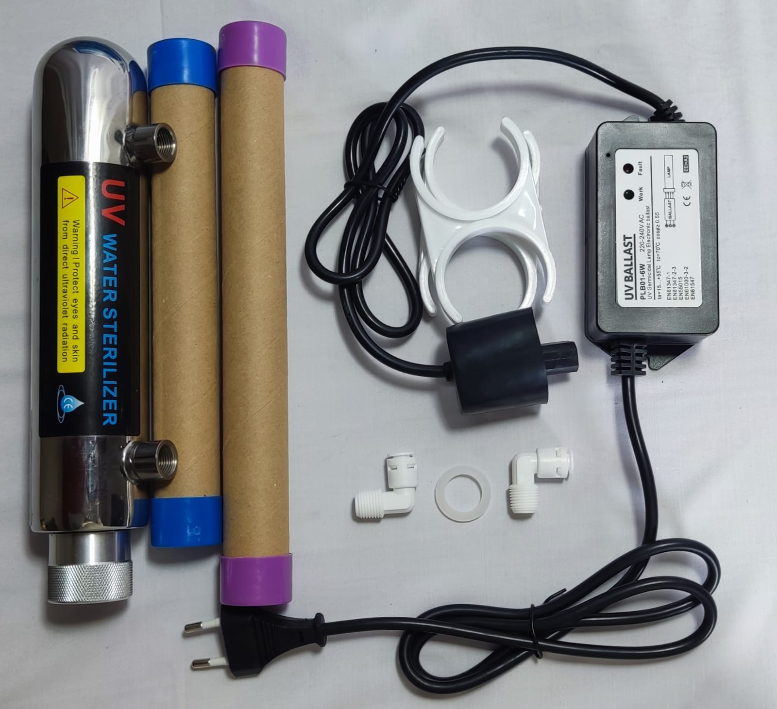 Aqua Zoom 12W stainless steel UV water sterilizer lamp for aquarium, RO system, and drinking water purification.