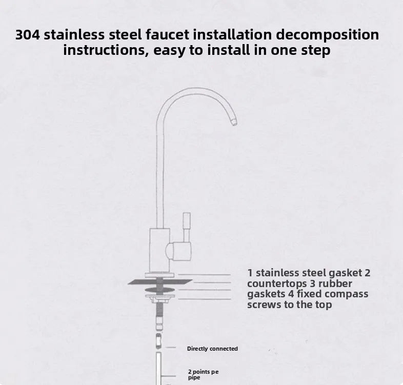 Aqua Zoom lead-free RO water filter faucet for reverse osmosis systems, installed on kitchen sink with clear water stream visible.