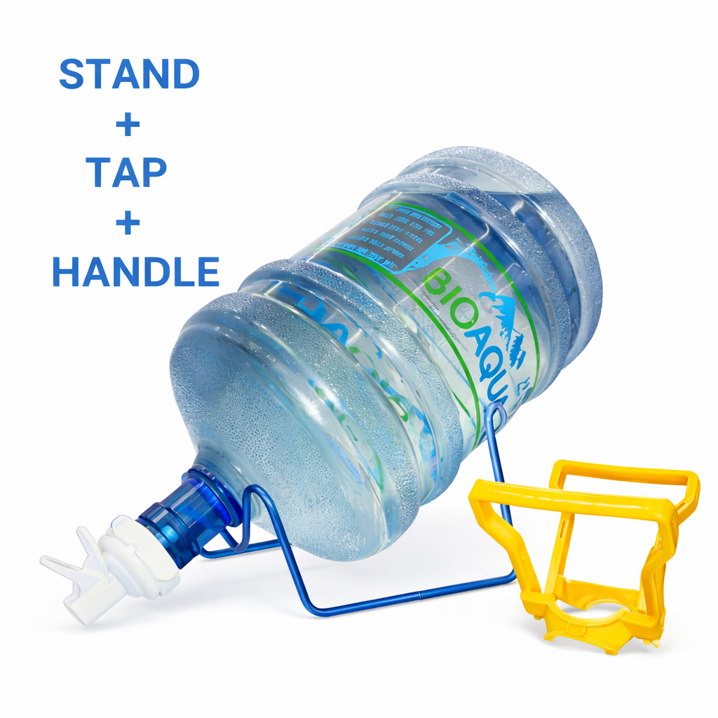 Aqua Zoom water bottle pump with tap and handle, accessory for easy dispensing of liquids from bottles.