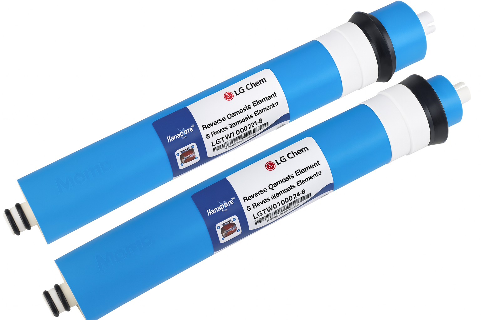 LG Chem 100 GPD RO membrane by AQUA ZOOM showing the original imported filter with 98% salt rejection for water purification.