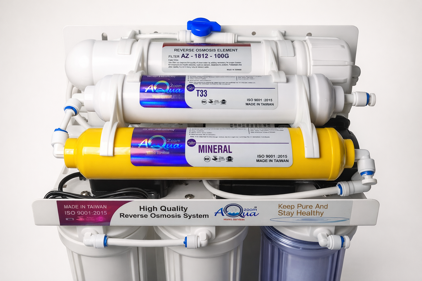 AQUA ZOOM 6-Stage RO System for Homes – 100 GPD Mineral Water Plant | Made in Taiwan | NSF Certified