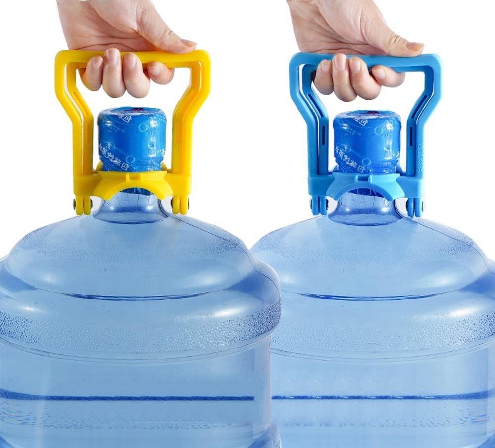 Aqua Zoom heavy-duty water bottle lifting handle attached to a 5-gallon water jug, designed for easy grip and lifting.