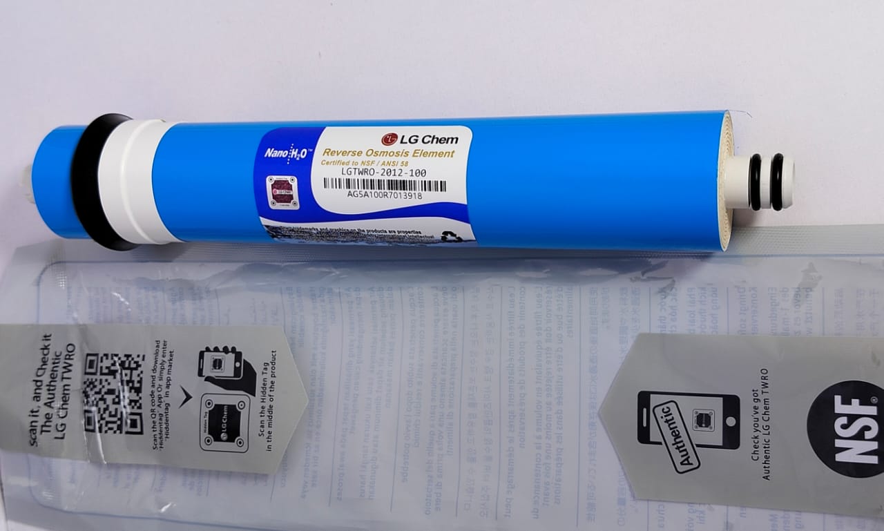LG Chem 100 GPD RO membrane by AQUA ZOOM, original imported, with 98% salt rejection, shown in the product image.