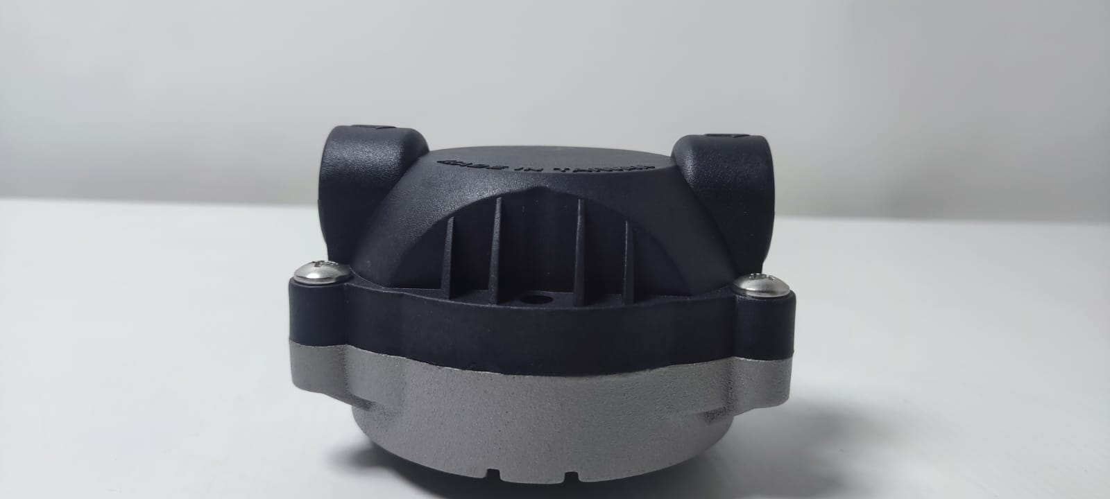 Aqua Zoom domestic RO pump head for water filtration, high-performance Taiwan-made, with a compact design for efficient operation.