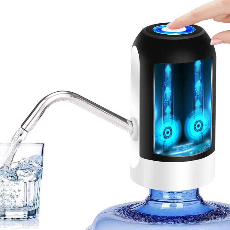 Aqua Zoom USB rechargeable automatic water bottle pump dispensing water from a 19L bottle with one-touch operation for home and office use.